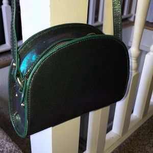 Sparkly iridescent green cross-body purse
